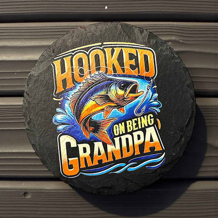 Hooked on Being Grandpa - Premium barware from Pat's Monograms - Just $8.75! Shop now at Pat's Monograms