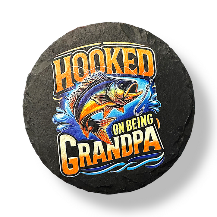 Hooked on Being Grandpa - Premium barware from Pat's Monograms - Just $8.75! Shop now at Pat's Monograms