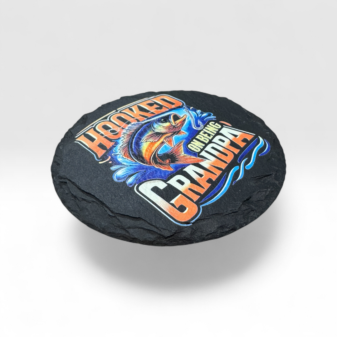 Hooked on Being Grandpa - Premium barware from Pat's Monograms - Just $8.75! Shop now at Pat's Monograms