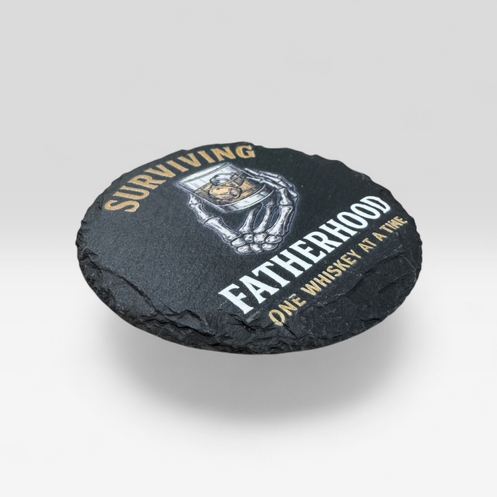 Surviving Fatherhood Slate Coaster - Premium barware from Pat's Monograms - Just $8.75! Shop now at Pat's Monograms