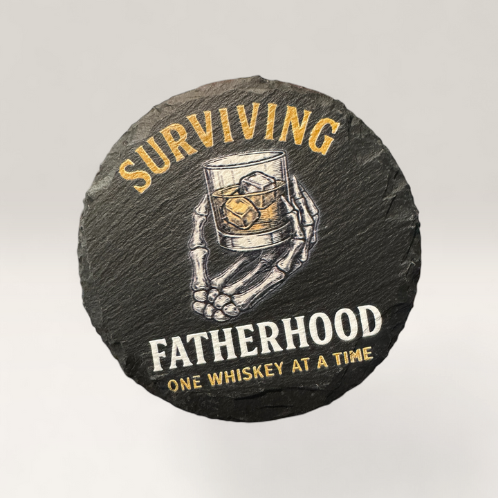 Surviving Fatherhood Slate Coaster - Premium barware from Pat's Monograms - Just $8.75! Shop now at Pat's Monograms