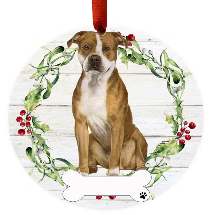 Pit Bull Full Body Ceramic Wreath Ornament - Premium Christmas Ornament from E&S Pets - Just $9.95! Shop now at Pat's Monograms