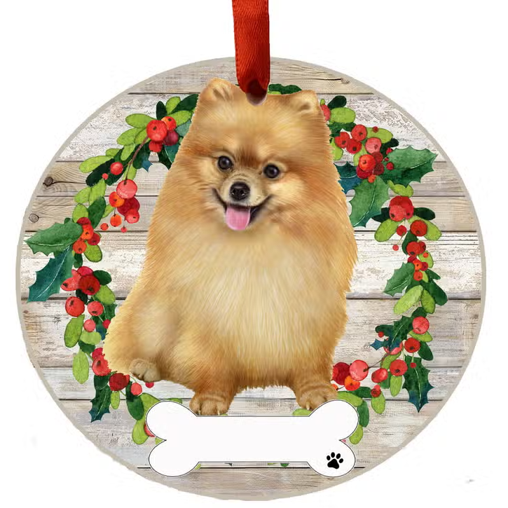Pomeranian Full Body Ceramic Wreath Ornament - Premium Christmas Ornament from E&S Pets - Just $9.95! Shop now at Pat's Monograms