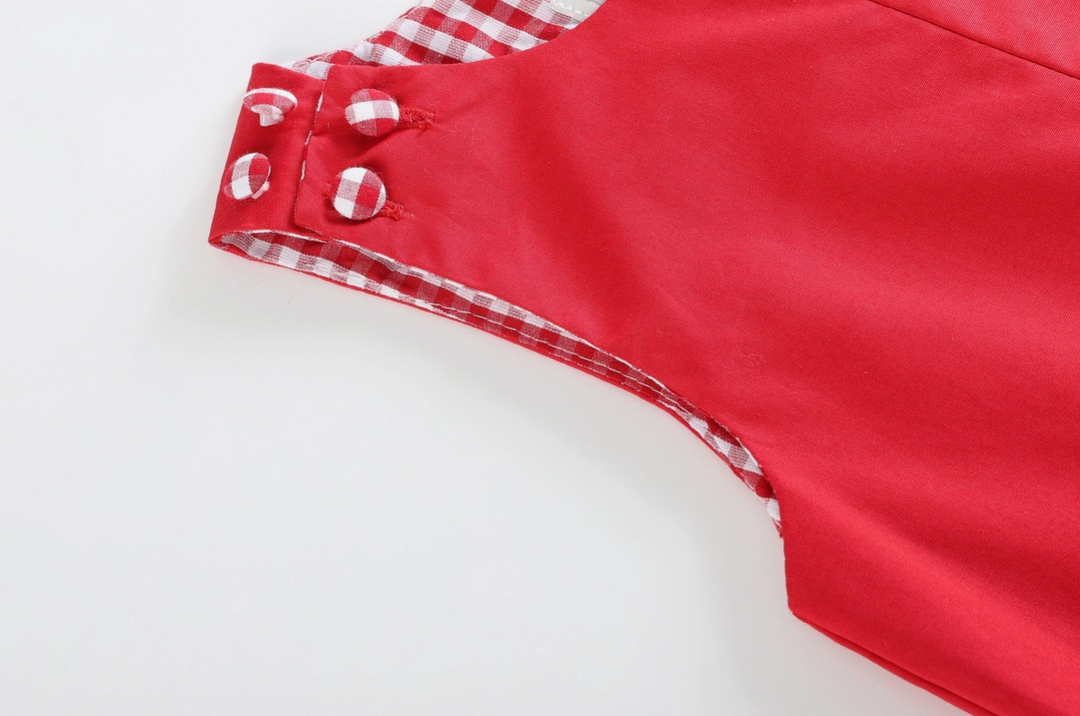 Red Gingham Trim Overalls - Premium  from Lil Cactus - Just $34.95! Shop now at Pat's Monograms