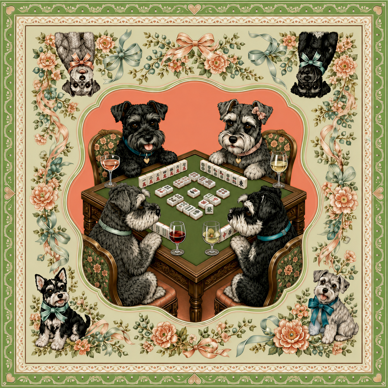 Schnauzer Society — Miniature Schnauzer Mahjong Mat | Paws & Tiles Collection - Premium Mahjong from Told in Tiles - Just $80! Shop now at Pat's Monograms
