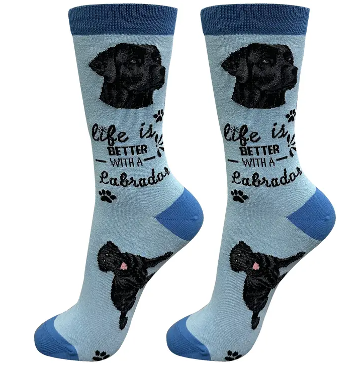 Black Lab- blue sock - Life is Better Socks - Premium Socks from Sock Daddy - Just $9.95! Shop now at Pat's Monograms