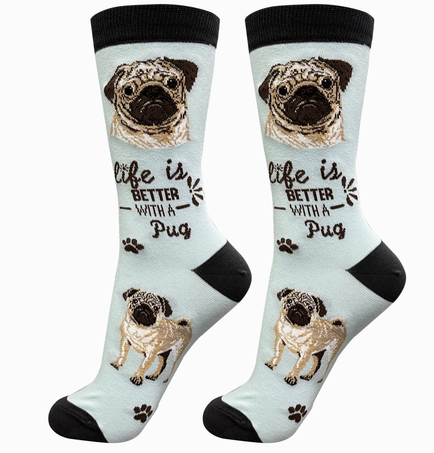 Pug - Life is Better Socks - Premium Socks from Sock Daddy - Just $10.95! Shop now at Pat's Monograms