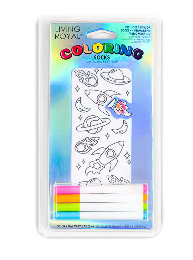 Space Adventure Coloring Socks - Premium Socks from Living Royal - Just $8.95! Shop now at Pat's Monograms