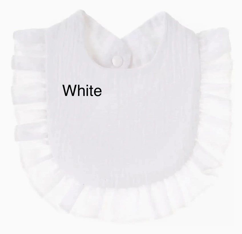 Muslin Ruffle Bib - Premium Baby Accessories from Zsa Zsa & LoLLi - Just $8.95! Shop now at Pat's Monograms