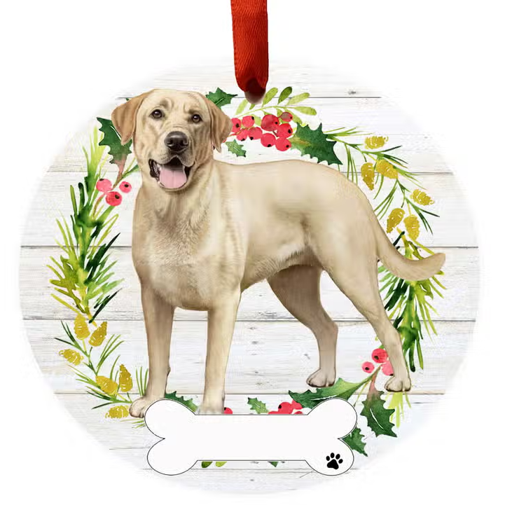 Yellow Labrador Full Body Ceramic Wreath Ornament - Premium Christmas Ornament from E&S Pets - Just $9.95! Shop now at Pat's Monograms