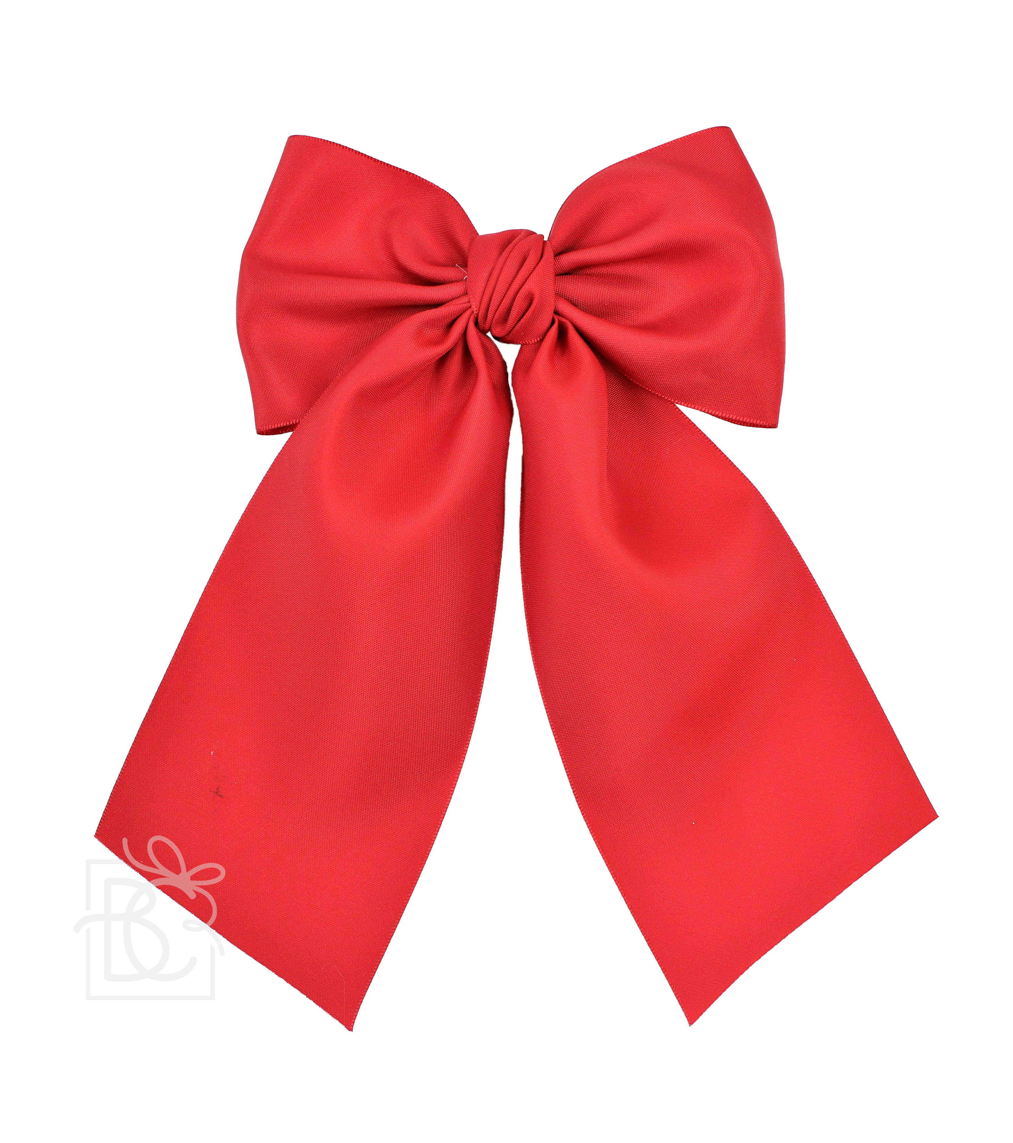 OPAQUE SATIN BOW W/ EURO KNOT & TAILS  ON AN ALLIGATOR CLIP - Premium  from Beyond Creations, LLC - Just $19! Shop now at Pat's Monograms