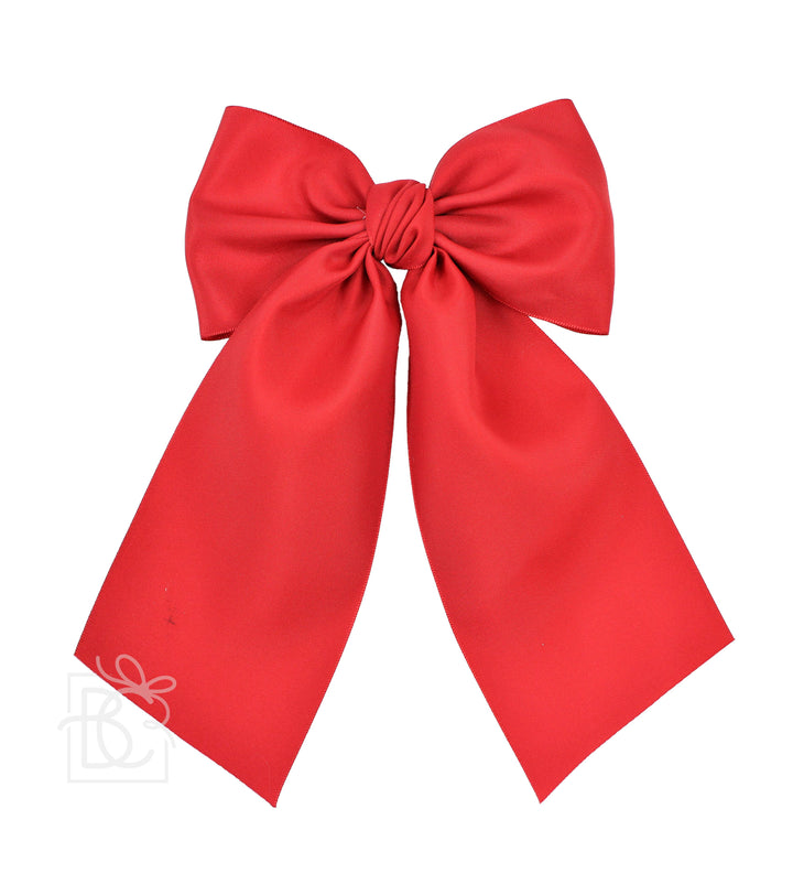 OPAQUE SATIN BOW W/ EURO KNOT & TAILS  ON AN ALLIGATOR CLIP - Premium  from Beyond Creations, LLC - Just $19! Shop now at Pat's Monograms