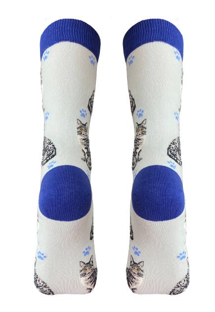 Silver Tabby Cat Full Body Socks - Premium Socks from Sock Daddy - Just $9.95! Shop now at Pat's Monograms