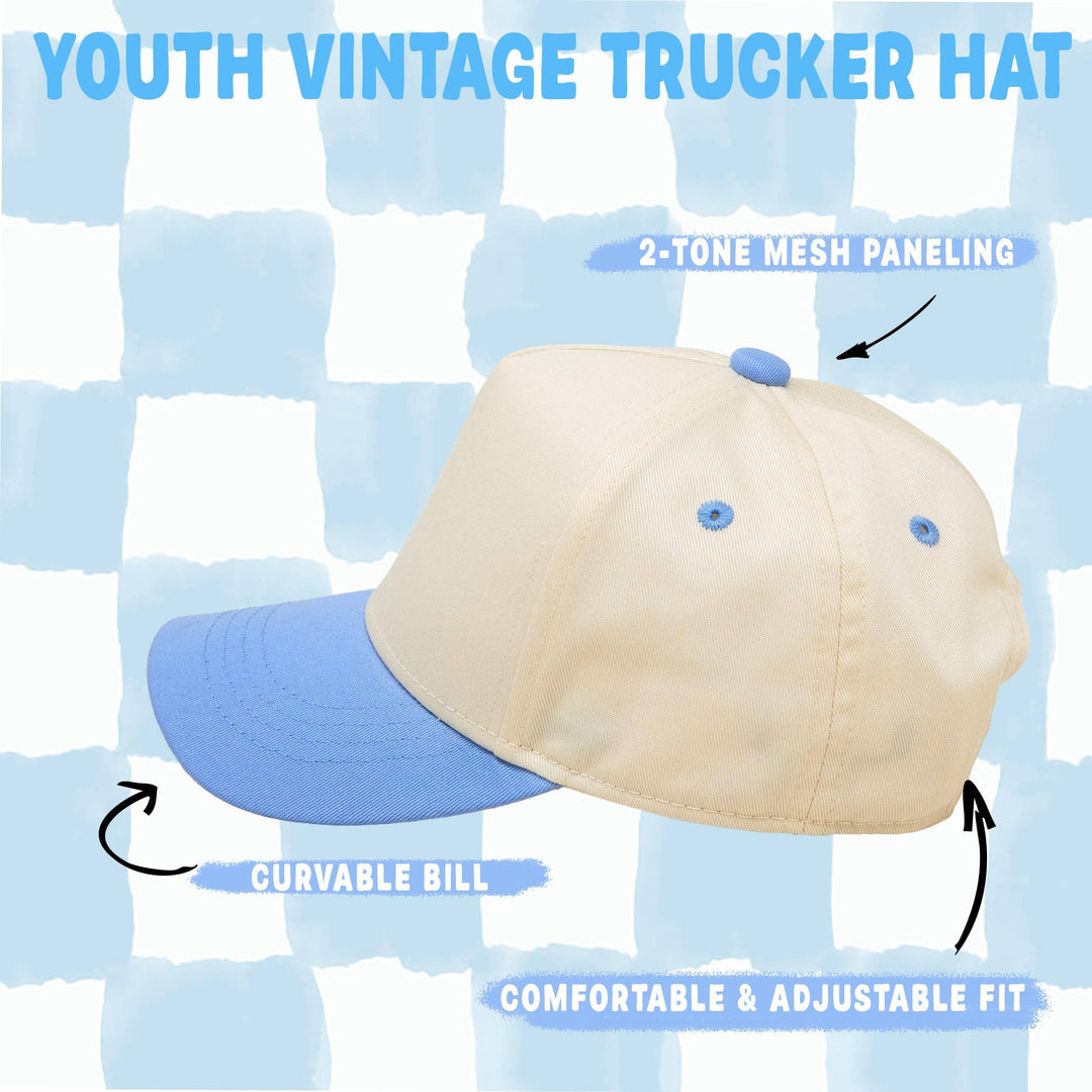 Kids/Baby Two Tone Vintage Cap - Light Blue/Beige - Premium Trucker Cap from Funky Junque - Just $15.95! Shop now at Pat's Monograms