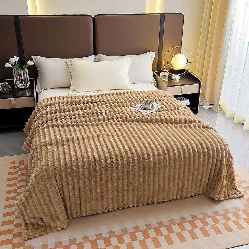 Stripe Fleece Throw – Ultra Plush Ribbed Blanket with 1.6" Wide Channel Texture - Premium blankets from FLUFFERY - Just $37.50! Shop now at Pat's Monograms