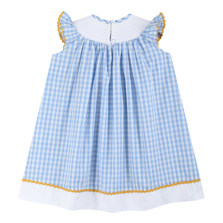 Blue Gingham Sunflower Smocked Bishop Dress - Premium Baby & Toddler Dresses from Lil Cactus - Just $42.95! Shop now at Pat's Monograms