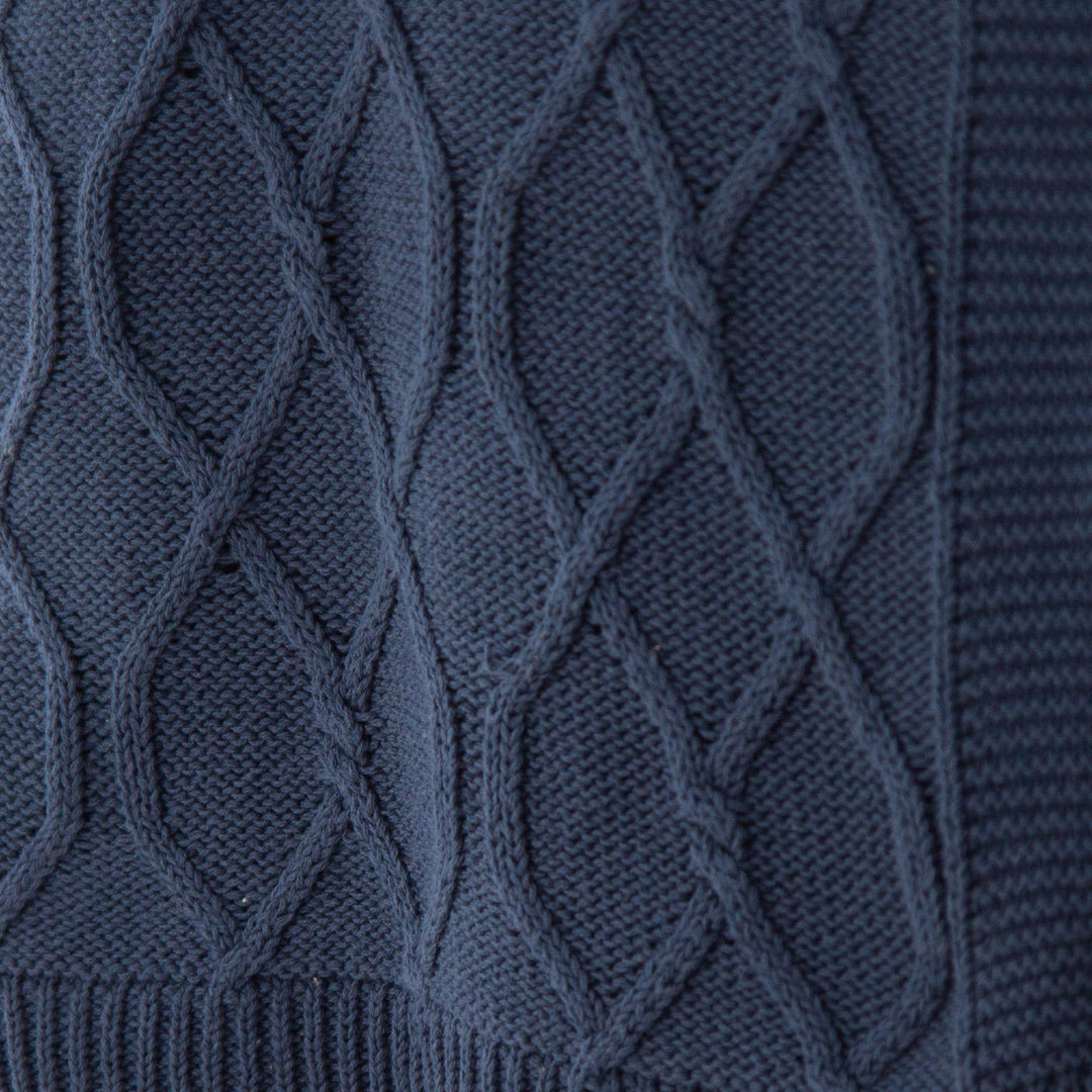 Quinn Chunky Diamond Knit Cotton Throw: Denim - Premium  from Tajik Home LLC - Just $62.95! Shop now at Pat's Monograms