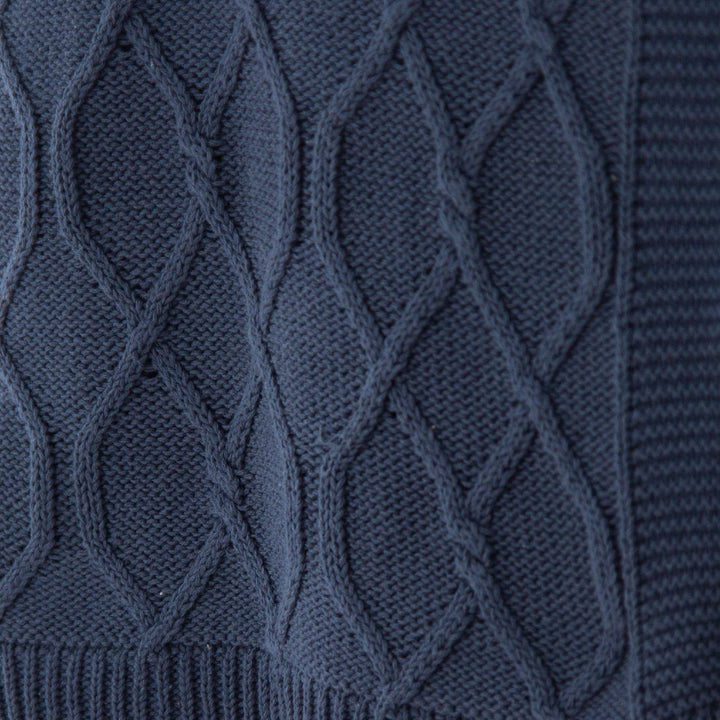 Quinn Chunky Diamond Knit Cotton Throw: Denim - Premium  from Tajik Home LLC - Just $62.95! Shop now at Pat's Monograms