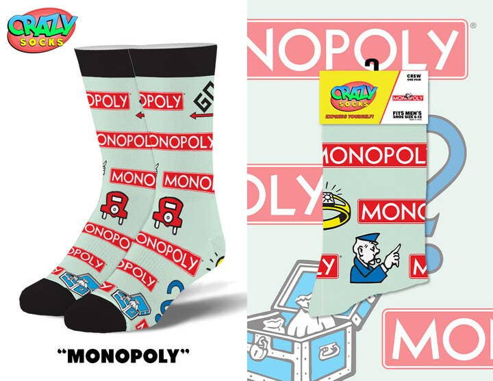 Monopoly Novelty Crew Socks - Premium socks from Crazy Socks - Just $8! Shop now at Pat's Monograms