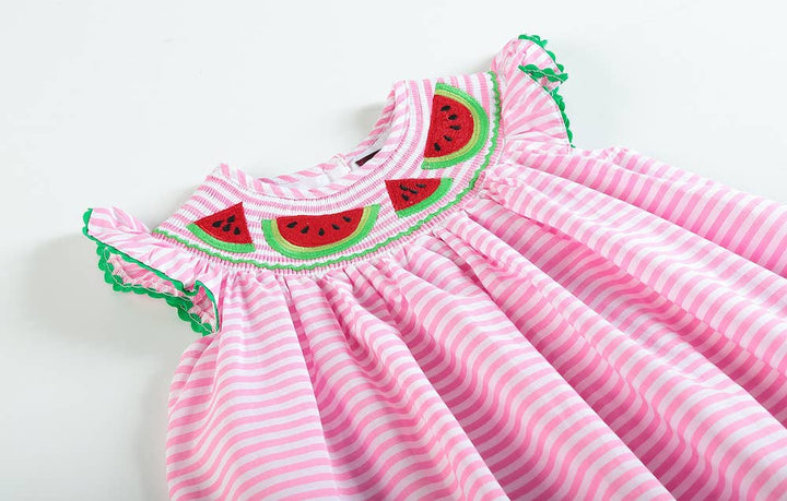 Pink Stripe Watermelon Smocked Bishop Dress - Premium Baby & Toddler Dresses from Lil Cactus - Just $38.95! Shop now at Pat's Monograms