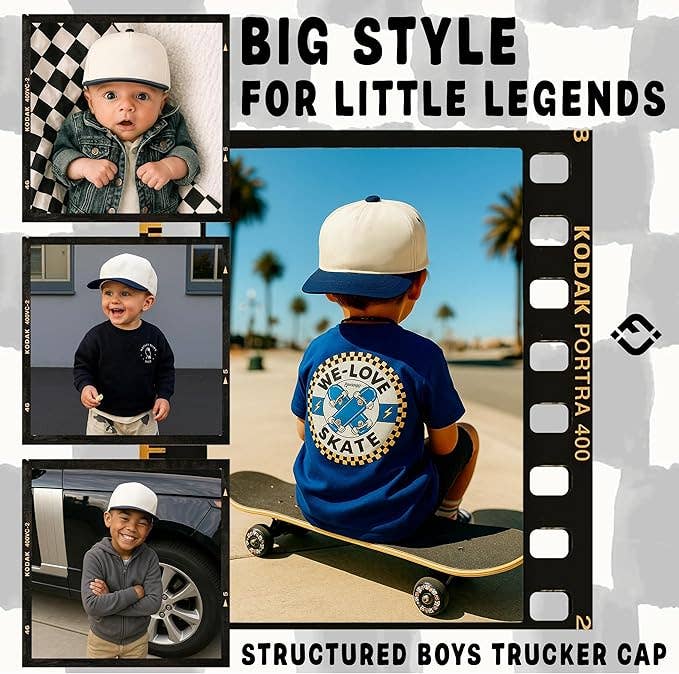 Kids/Baby Two Tone Vintage Cap - Navy/Beige - Premium Trucker Cap from Funky Junque - Just $15.95! Shop now at Pat's Monograms