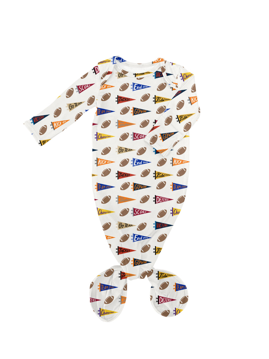Varsity Football Flags - Knotted Infant Gown - Premium Baby Sleepwear from Goosies - Just $29.95! Shop now at Pat's Monograms
