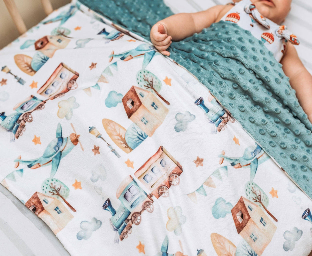 Premium Baby & Toddler Minky Blanket - Planes, Trains, Autom - Premium Swaddle from Honey Lemonade - Just $45! Shop now at Pat's Monograms