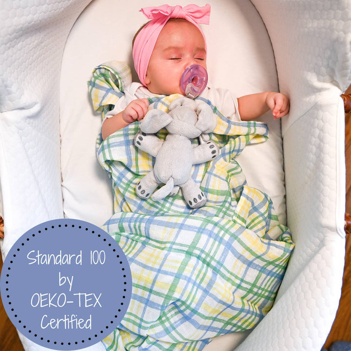Blue Plaid Baby Muslin Swaddle Blanket - Premium Swaddle from LollyBanks - Just $19.99! Shop now at Pat's Monograms