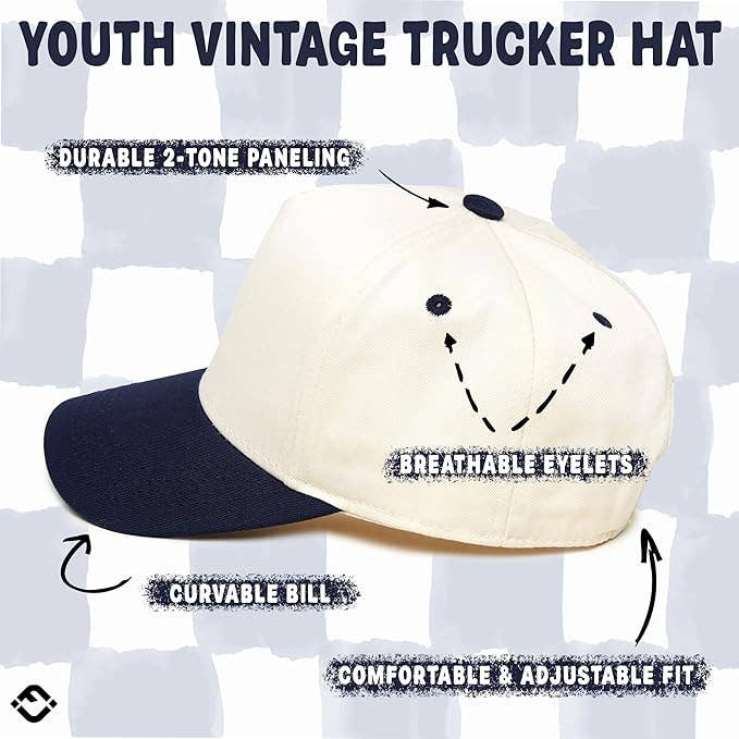 Kids/Baby Two Tone Vintage Cap - Navy/Beige - Premium Trucker Cap from Funky Junque - Just $15.95! Shop now at Pat's Monograms