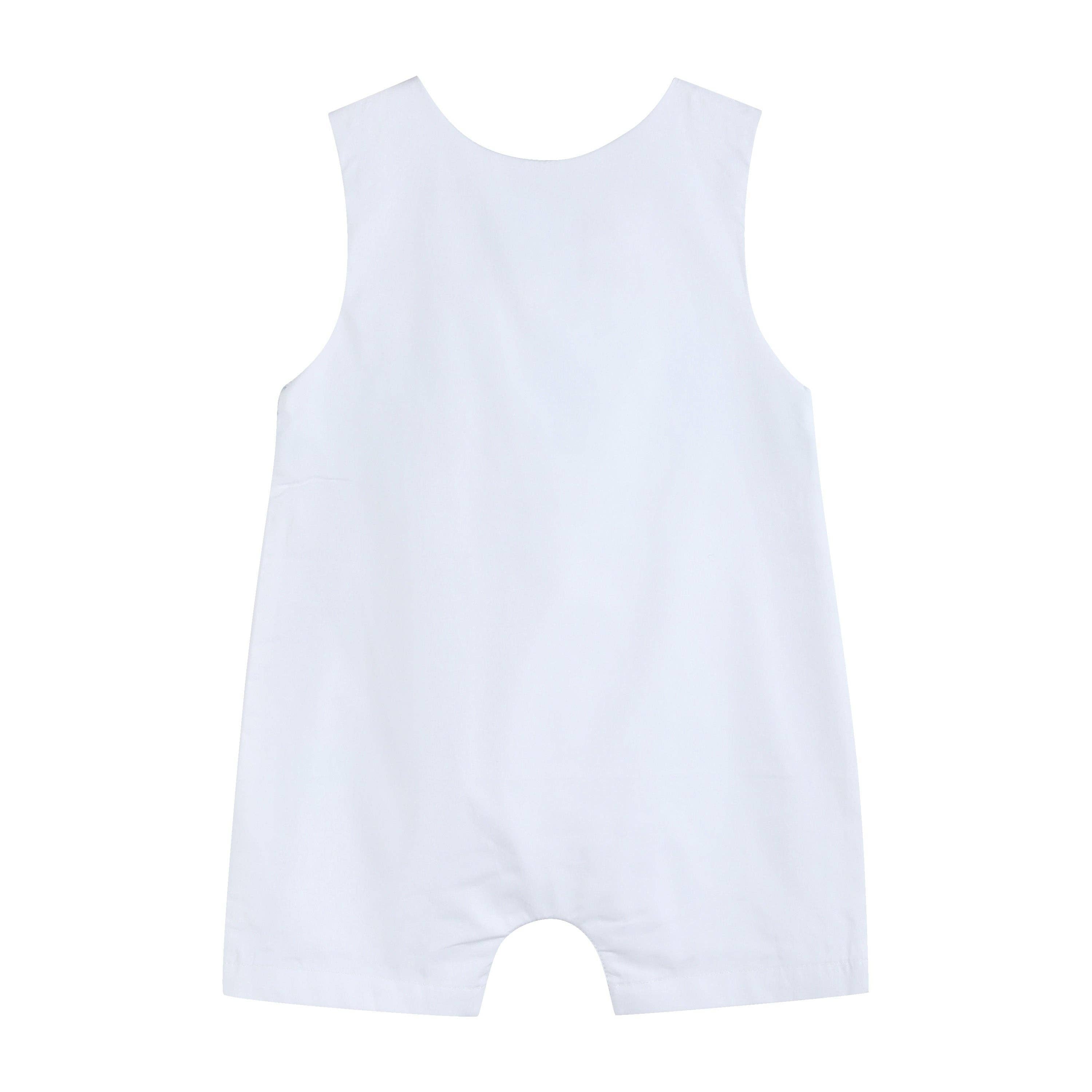 White and Blue Holy Crosses Smocked Overalls - Premium Baby & Toddler Outfits from Lil Cactus - Just $38.95! Shop now at Pat's Monograms