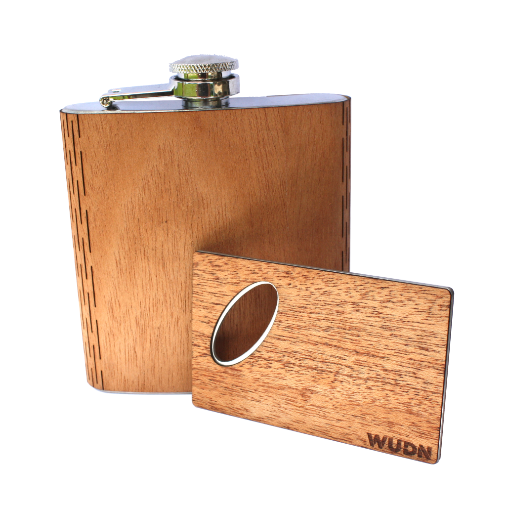 6 oz. Wooden Hip Flask & Matching Credit Card Bottle Opener - Premium Flask from WUDN Handcrafted - Just $35.95! Shop now at Pat's Monograms