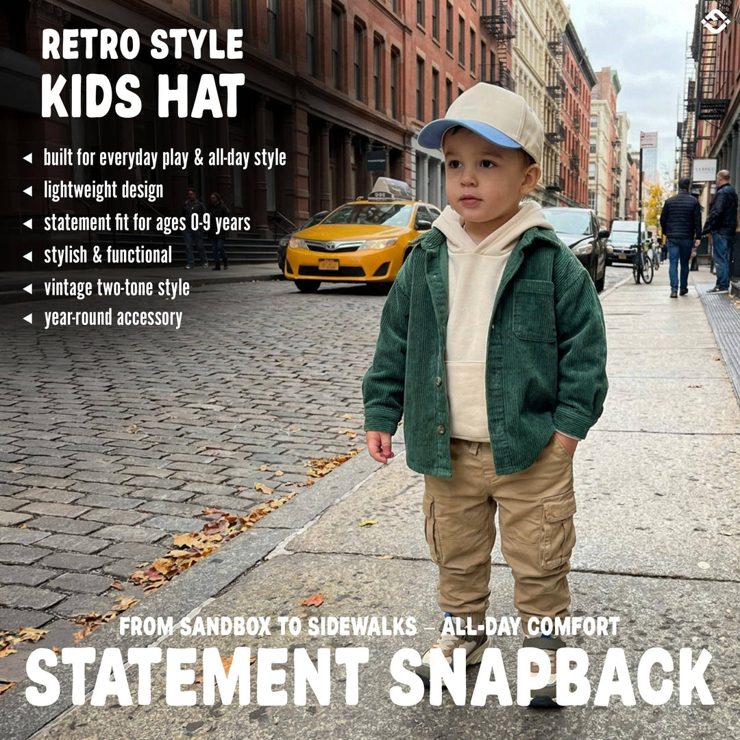 Kids/Baby Two Tone Vintage Cap - Light Blue/Beige - Premium Trucker Cap from Funky Junque - Just $15.95! Shop now at Pat's Monograms