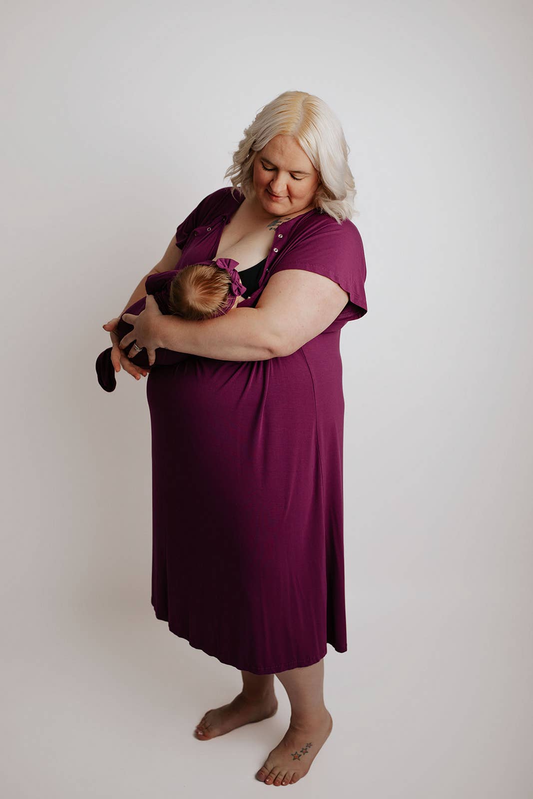 Plum Purple Maternity Labor and Delivery/ Nursing Gown - Premium nursing & Feeding from Three Little Tots - Just $36.95! Shop now at Pat's Monograms