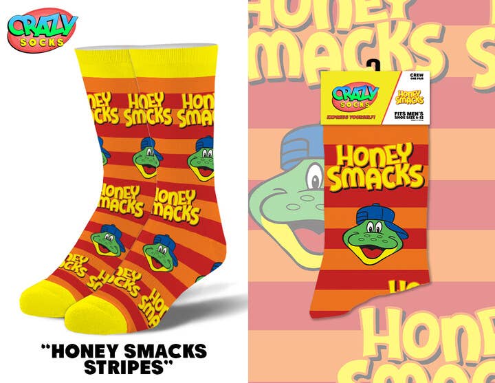 Honey Smacks - Mens Crew Folded - Premium socks from Crazy Socks - Just $7! Shop now at Pat's Monograms