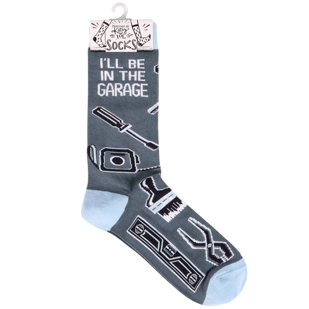 I'll Be In The Garage Socks - Premium socks from Primitives by Kathy - Just $9.95! Shop now at Pat's Monograms