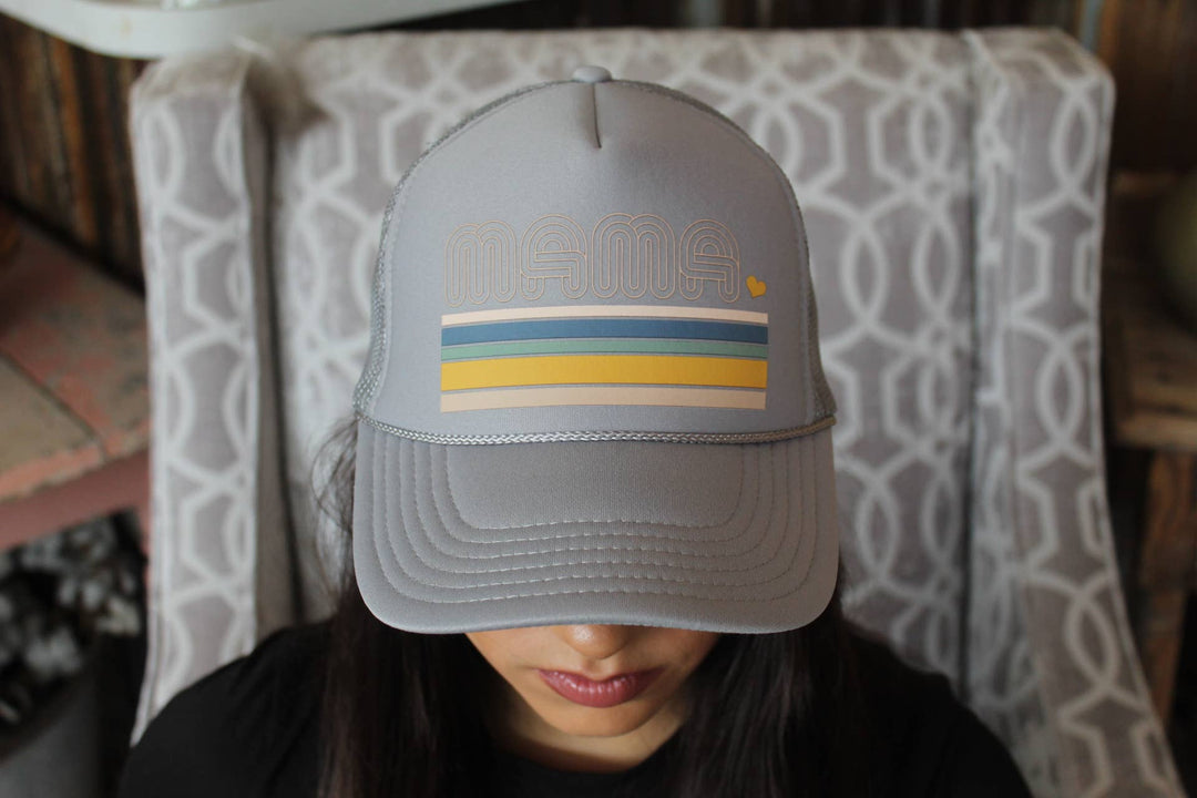 Mama Retro Striped Foam Trucker - Premium  from Vibes Hat Company - Just $22.95! Shop now at Pat's Monograms