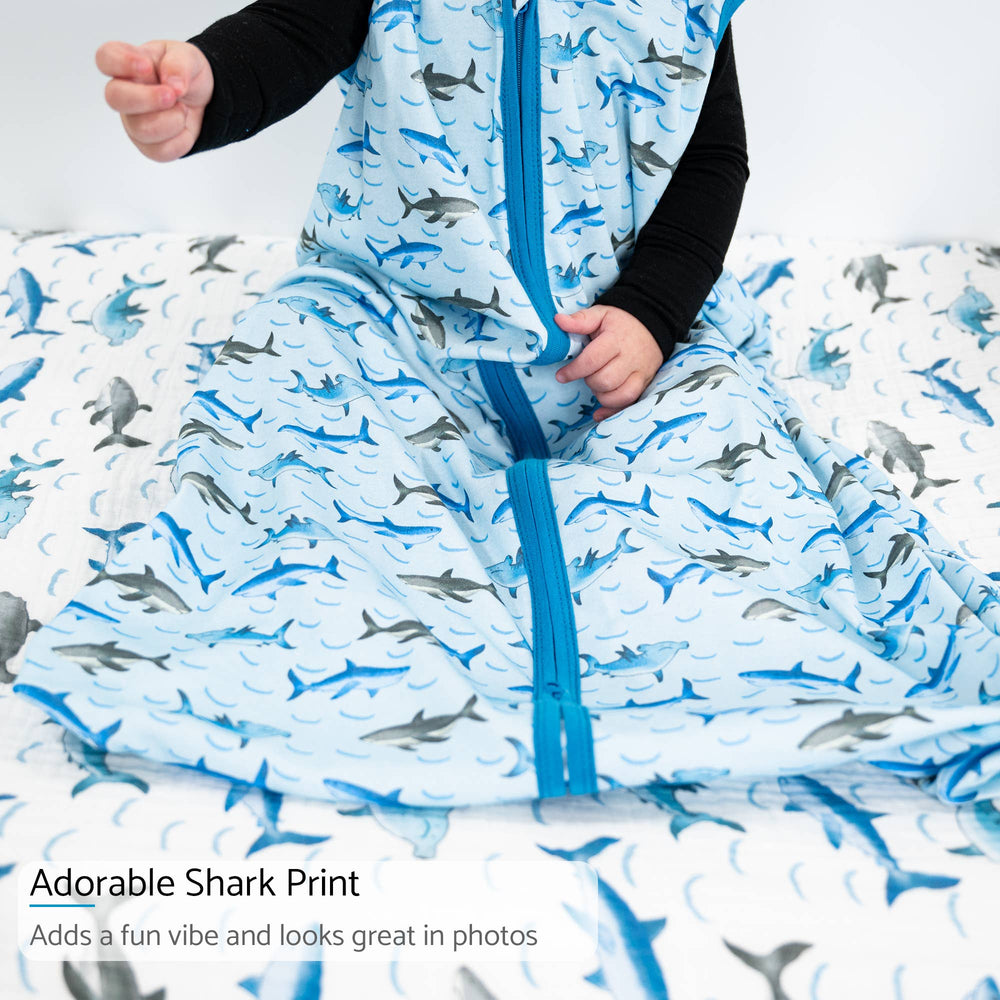 Jawsome Shark Sleep Sack, 100% Organic Cotton - Premium Baby Sleepwear from LollyBanks - Just $21.95! Shop now at Pat's Monograms