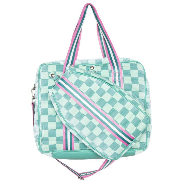 Teal Checkerprint Pickleball Duffle Bag - Premium Bags and Totes from Katydid - Just $76.95! Shop now at Pat's Monograms