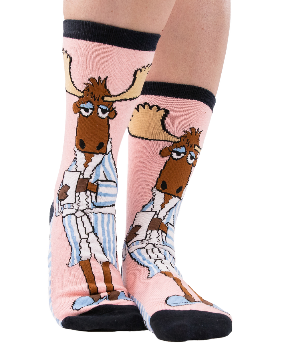 Moose Don't do Mornings Crew Sock One Size - Premium socks from Lazy One - Just $9.95! Shop now at Pat's Monograms
