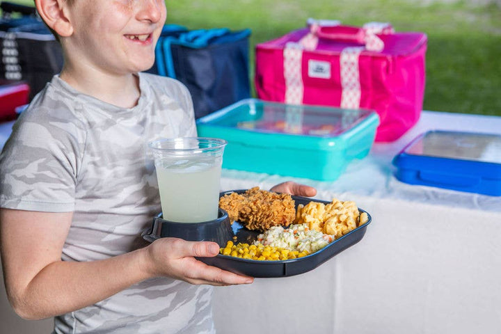 Reusable Party Plates w/ Stemware Holder - Set of 4 - White - Premium Kitchen Accessories from Fancy Panz - Just $19.95! Shop now at Pat's Monograms