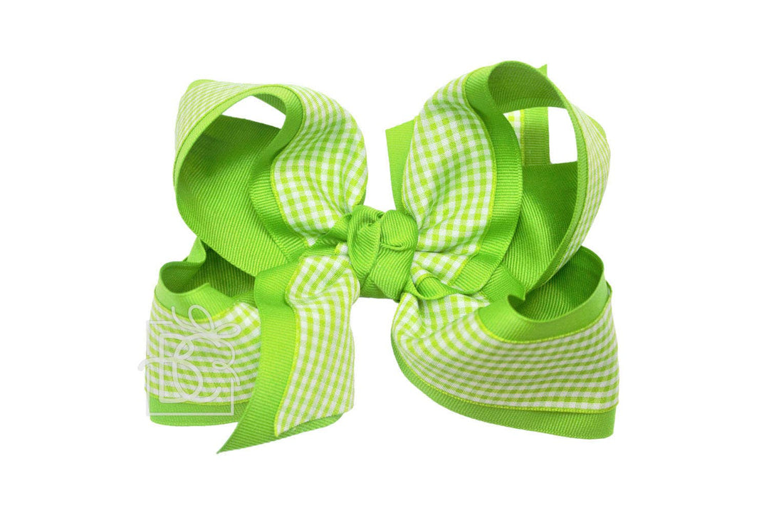 LAYERED GINGHAM/GROSGRAIN BOW ON CLIP - Premium Hair Bows from Beyond Creations, LLC - Just $11.95! Shop now at Pat's Monograms