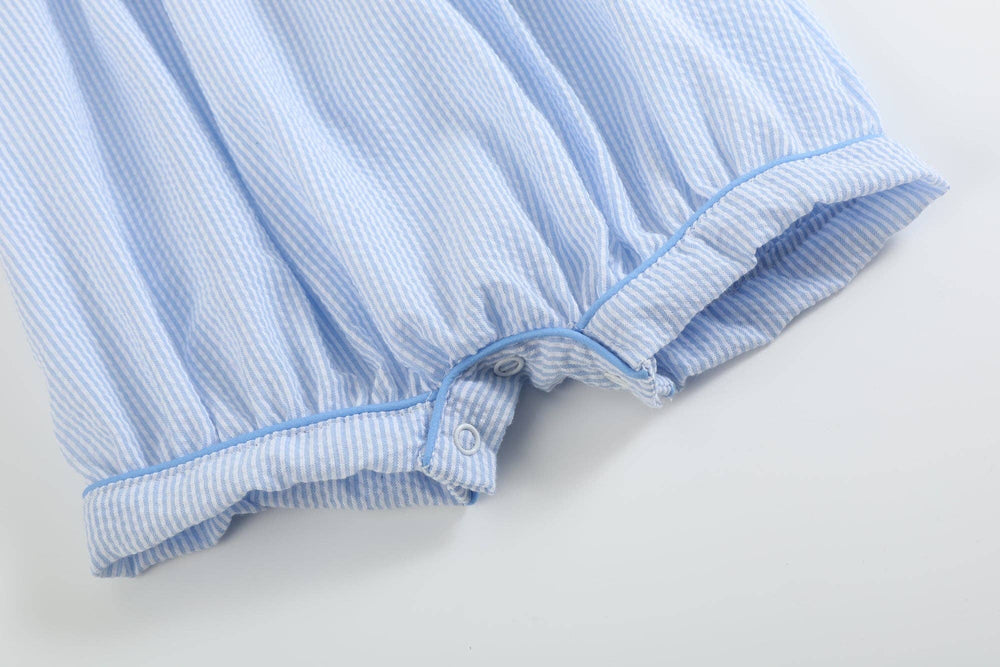 Blue Stripe Bunny Romper - Premium Baby & Toddler Outfits from Lil Cactus - Just $38.95! Shop now at Pat's Monograms