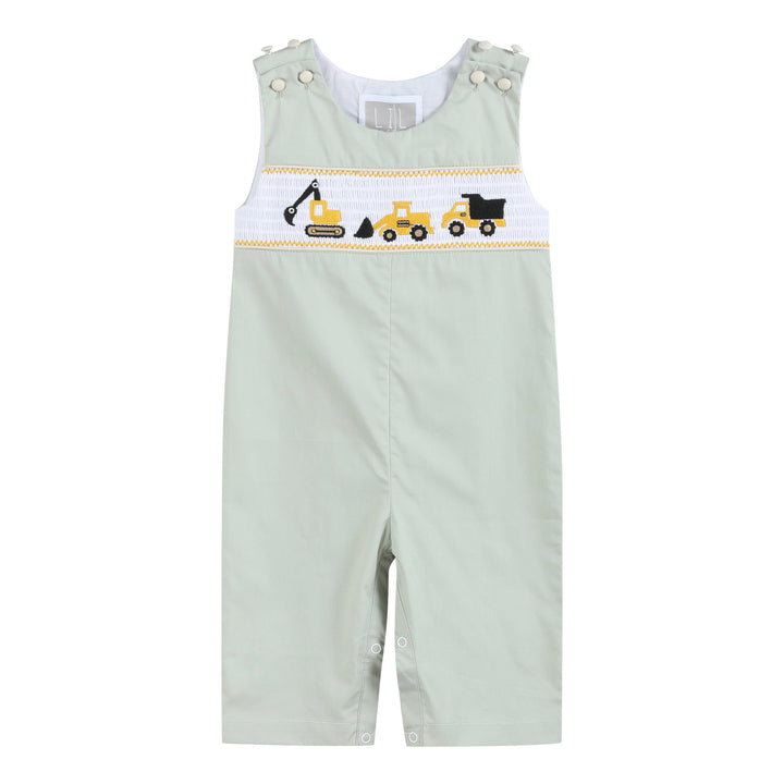 Sage Green Construction Smocked Overalls - Premium Baby & Toddler Outfits from Lil Cactus - Just $38.95! Shop now at Pat's Monograms