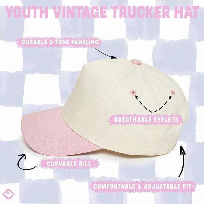 Kids/Baby Two Tone Vintage Cap - Light Pink/Beige - Premium Trucker Cap from Funky Junque - Just $15.95! Shop now at Pat's Monograms