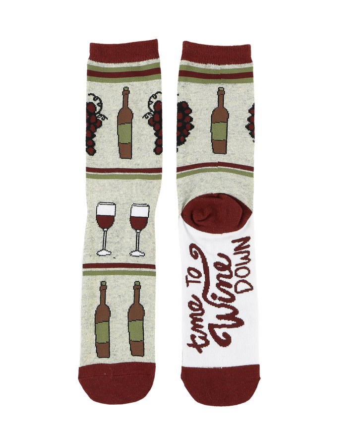 Wine Down Crew Sock One Size - Premium Socks from Lazy One - Just $9.95! Shop now at Pat's Monograms