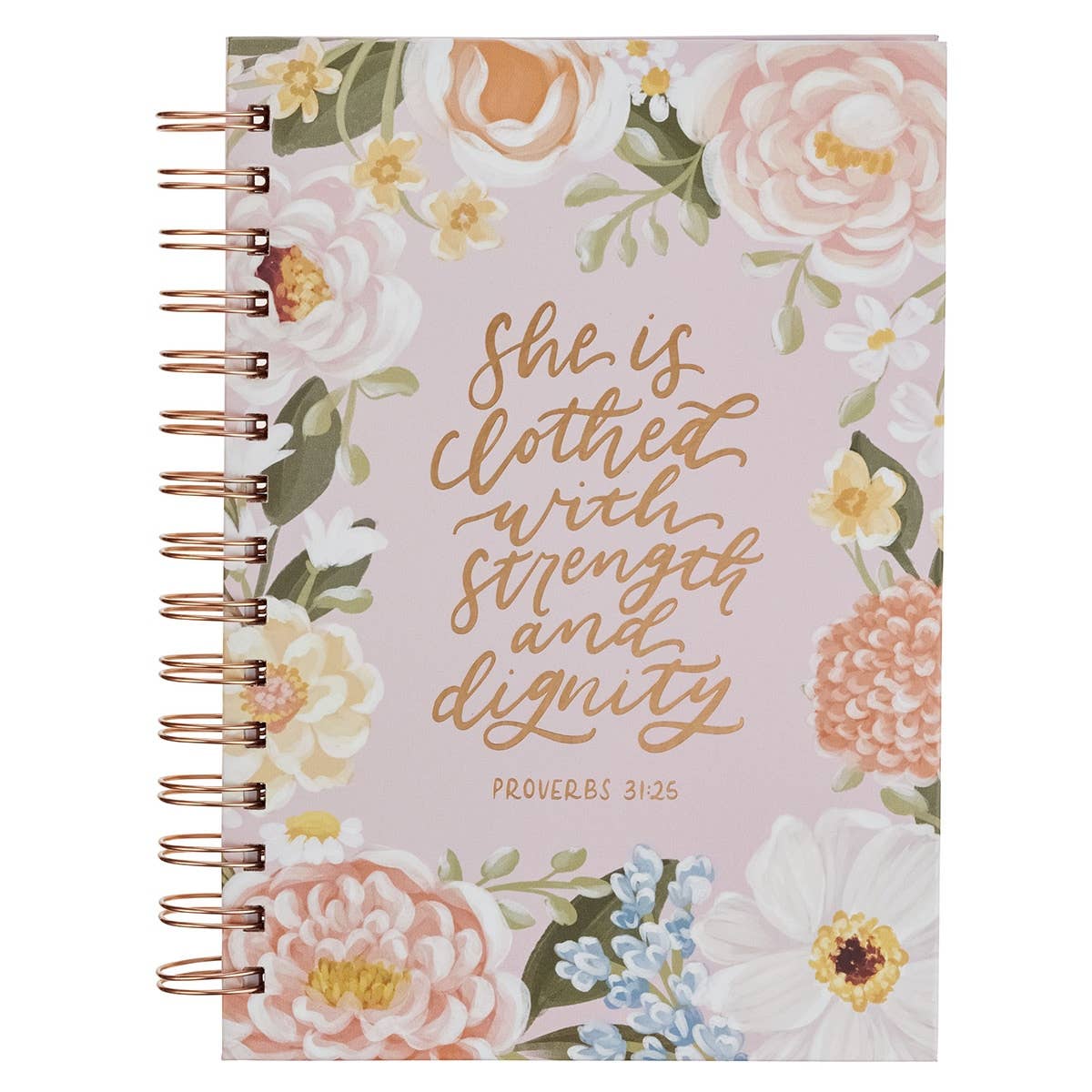 Journal Wirebound Pink Floral Strength & Dignity Prov. 31:25 - Premium Christian Gift Items from Christian Art Gifts - Just $11.95! Shop now at Pat's Monograms