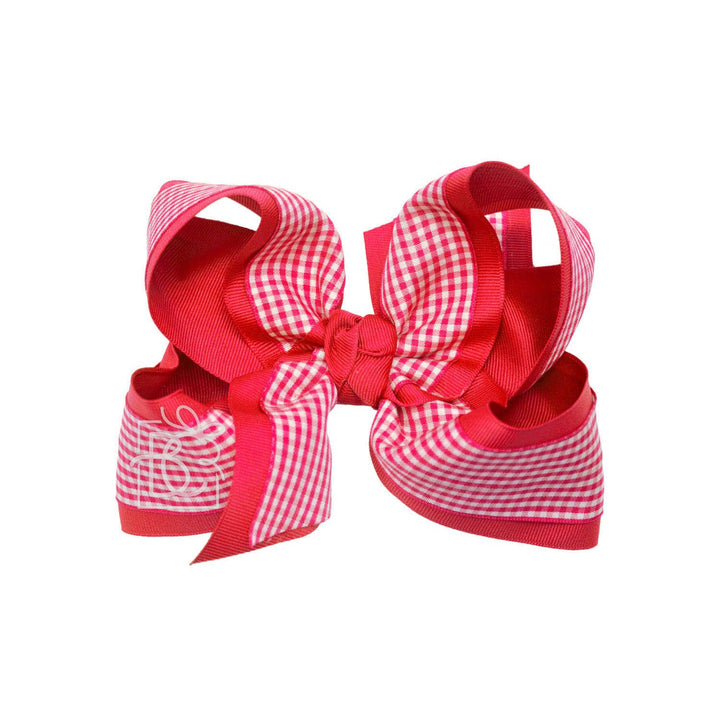 LAYERED GINGHAM/GROSGRAIN BOW ON CLIP - Premium Hair Bows from Beyond Creations, LLC - Just $11.95! Shop now at Pat's Monograms