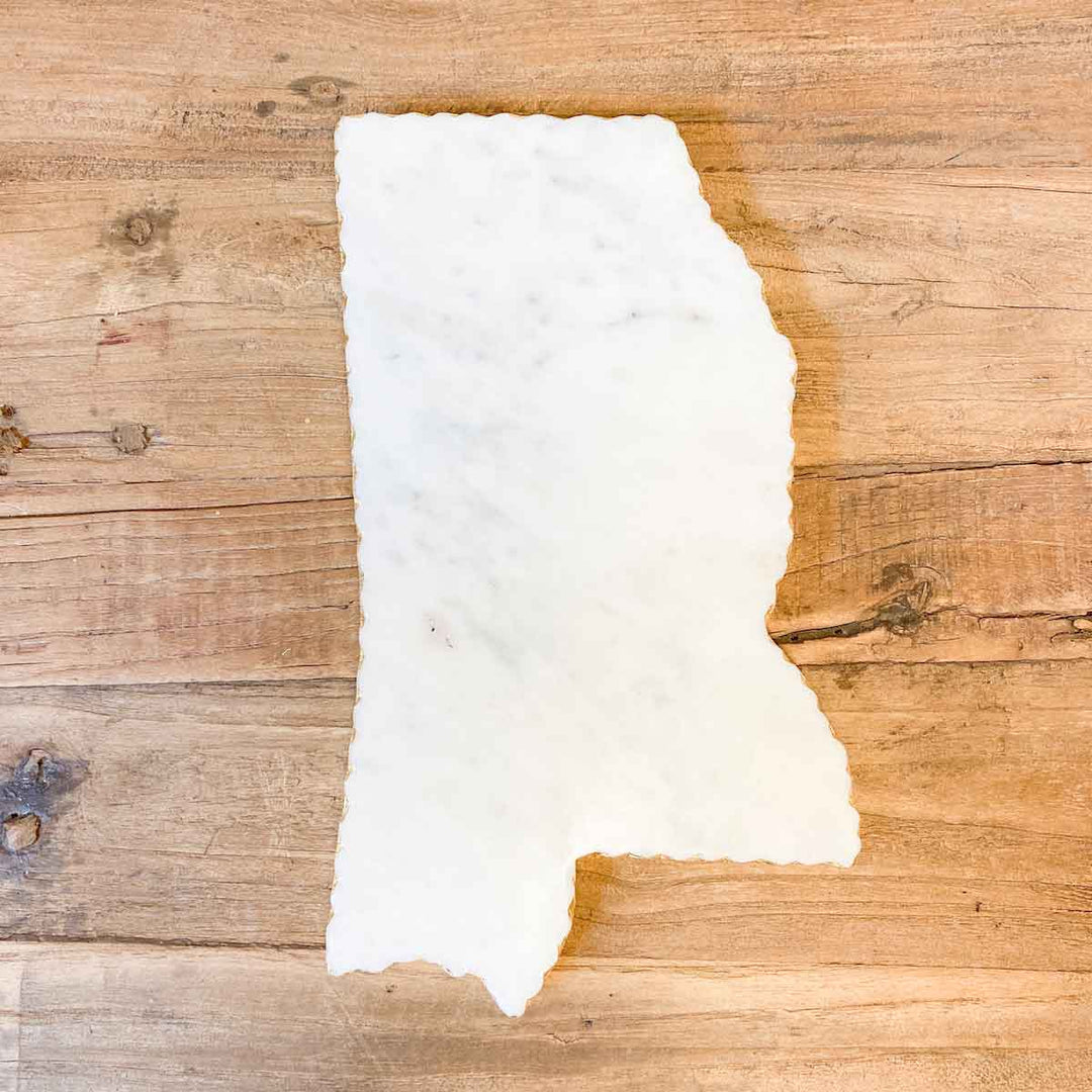Mississippi Shaped Marble Serving Board   White/Gold   8x13x0.5 - Premium Cutting Board from The Royal Standard - Just $48.95! Shop now at Pat's Monograms