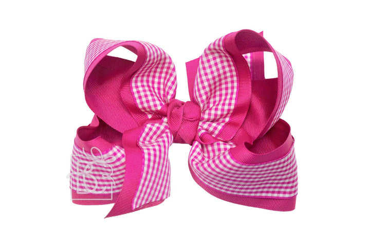 LAYERED GINGHAM/GROSGRAIN BOW ON CLIP - Premium Hair Bows from Beyond Creations, LLC - Just $11.95! Shop now at Pat's Monograms