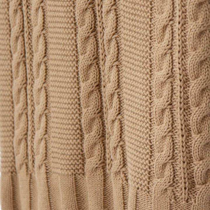 Luna Cable Knit Cotton Throw: Beige - Premium blankets from Tajik Home LLC - Just $54.95! Shop now at Pat's Monograms